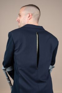 Nadav Levi- Israeli Paralympic athlete wearing an inclusive designed blazer jacket.